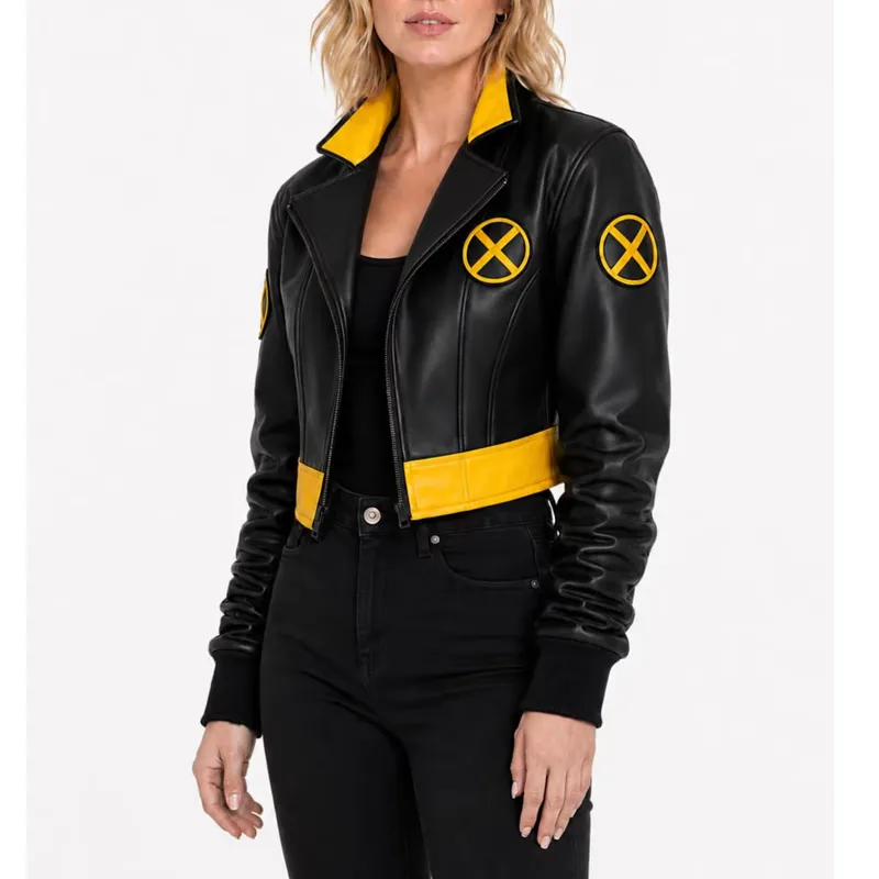 Rogue X-Men 97 Cropped Black Leather Jacket