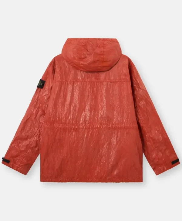 Rust Orange Nylon Hooded Streetwear Jacket