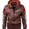 Samurai Brown Leather Hooded Jacket