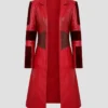 Scarlet Witch Red Leather Long Trench Coat
