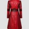 Scarlet Witch Red Leather Long Trench Coat