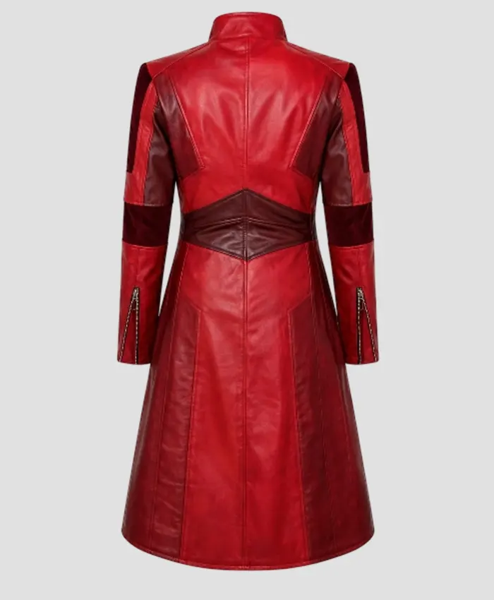 Scarlet Witch Red Leather Long Trench Coat