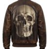 Scary Skull Brown Leather Jacket