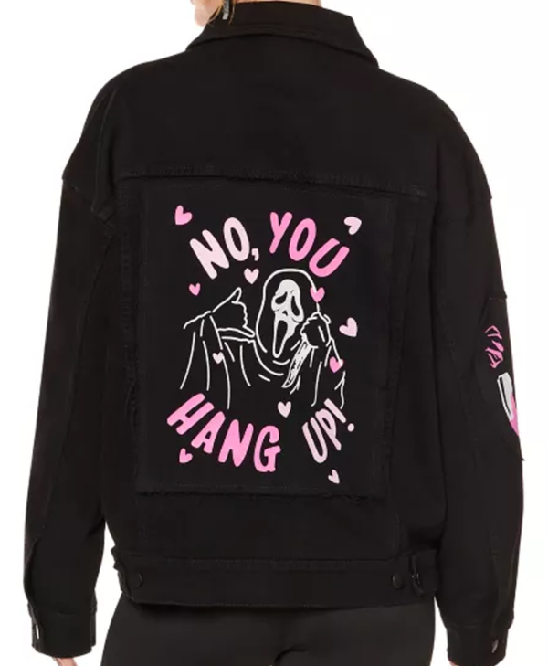 Scream Ghost Face Denim Biker Jacket