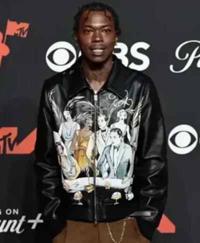 Skillibeng MTV Video Music Awards 2025 Black Leather Jacket