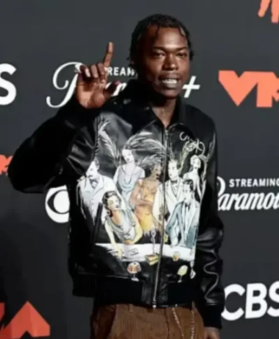 Skillibeng MTV Video Music Awards 2025 Black Leather Jacket