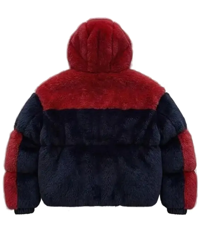 Spider Man Shearling Fur Puffer Jacket