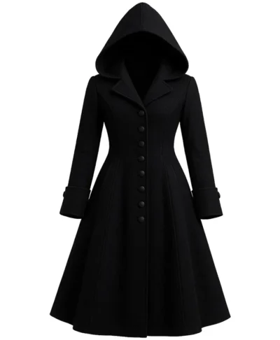 Steampunk Halloween Gothic Wool Coat With Hood