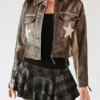 Stoosh Double Star Brown Leather Moto Jacket