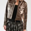 Stoosh Double Star Brown Leather Moto Jacket