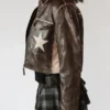 Stoosh Double Star Brown Leather Moto Jacket