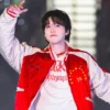 Suga BTS World Tour ARIRANG Toronto Red Bomber Jacket