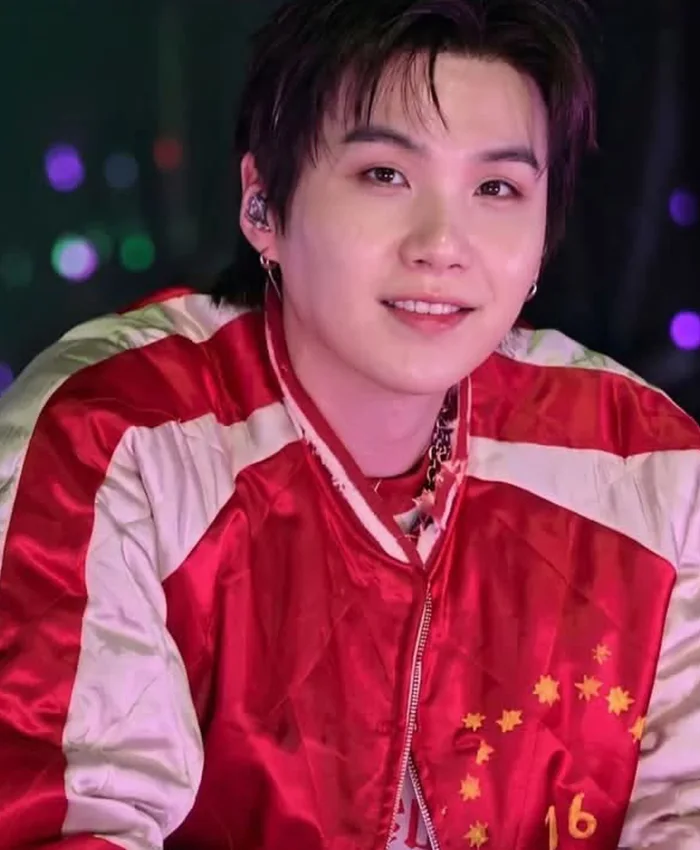 Suga BTS World Tour ARIRANG Toronto Red Bomber Jacket