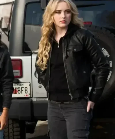 Supernatural Claire Novak Black Leather Bomber Jacket
