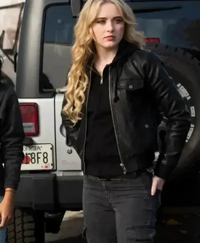 Supernatural Claire Novak Black Leather Bomber Jacket