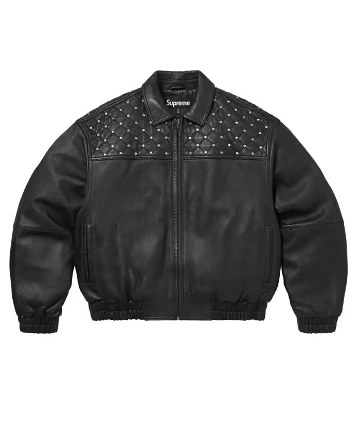 Supreme POPEYE FW26 Swarovski Studded Leather Jacket