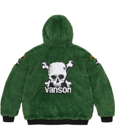 Supreme Vanson Leathers Reversible Quilted Hooded Green Jacket