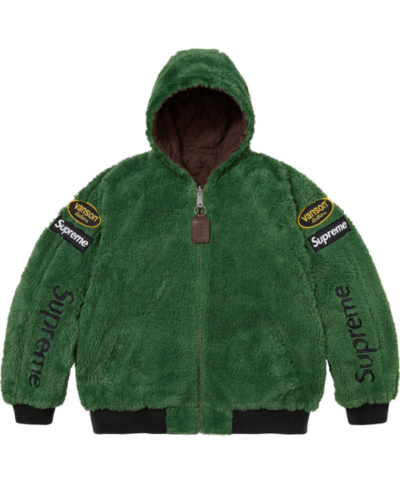 Supreme Vanson Leathers Reversible Quilted Hooded Green Jacket