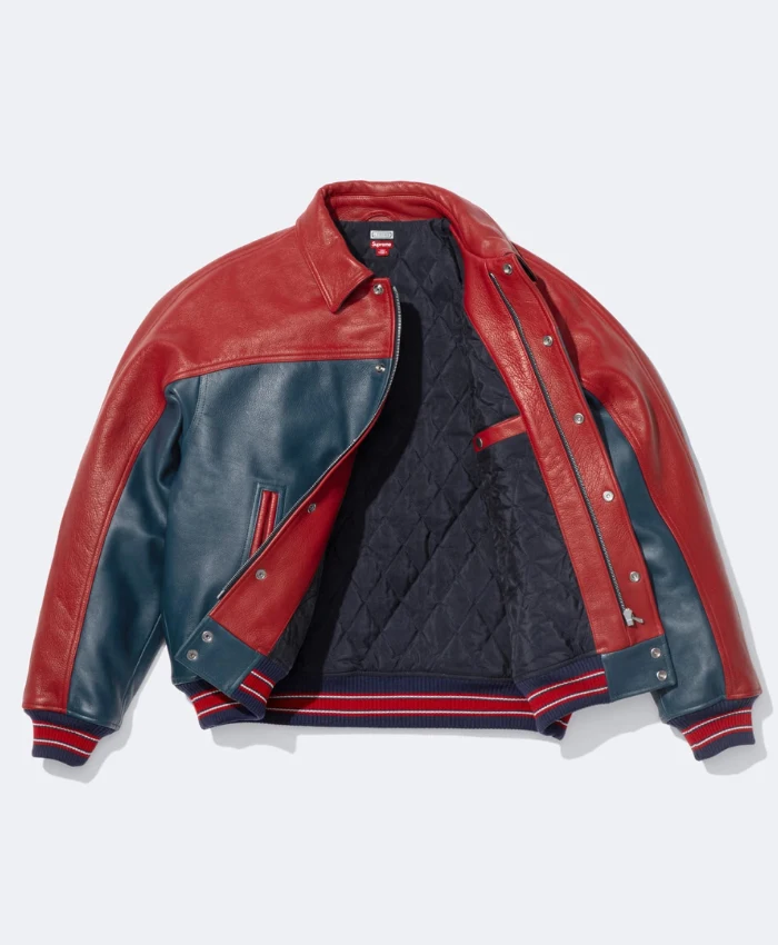 Supreme x A.PRESSE Red and Blue Leather Jacket