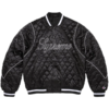 Supreme x Champion Quilted Black Satin Varsity Jacket