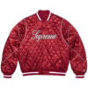 Supreme x Champion Quilted Black Satin Varsity Jacket