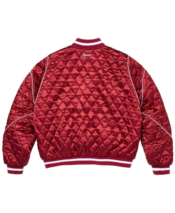 Supreme x Champion Quilted Black Satin Varsity Jacket
