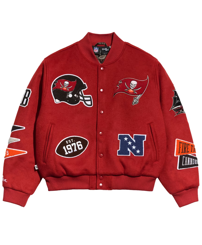 Tampa Bay Buccaneers Chalk Line Red Pennant Varsity Jacket