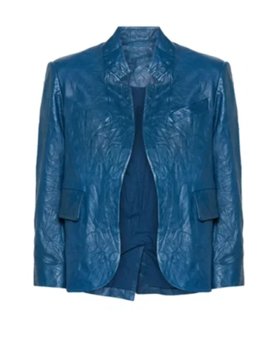 The Neighborhood S07 Tina Blue Leather Jacket