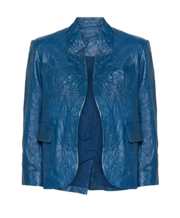 The Neighborhood S07 Tina Blue Leather Jacket