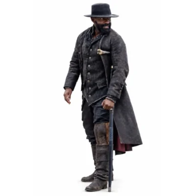 Treasure Island 2026 David Oyelowo Black Leather Coat with Fabric Vest