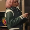 Trying 2026 Scarlett Rayner Green Varsity Jacket