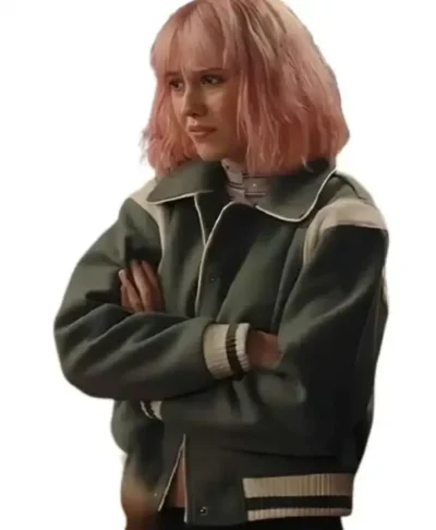Trying 2026 Scarlett Rayner Green Varsity Jacket