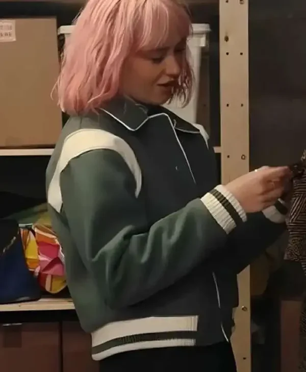 Trying 2026 Scarlett Rayner Green Varsity Jacket