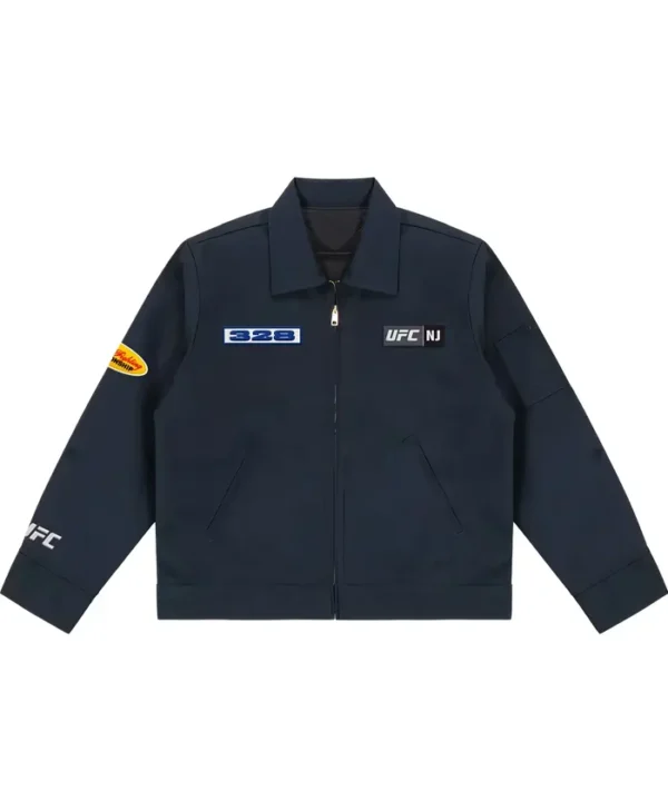 UFC 328 Navy Blue Canvas Work Jacket