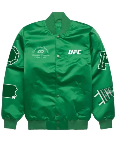 UFC 330 Full-Snap Green Satin Bomber Jacket