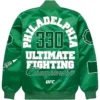 UFC 330 Full-Snap Green Satin Bomber Jacket