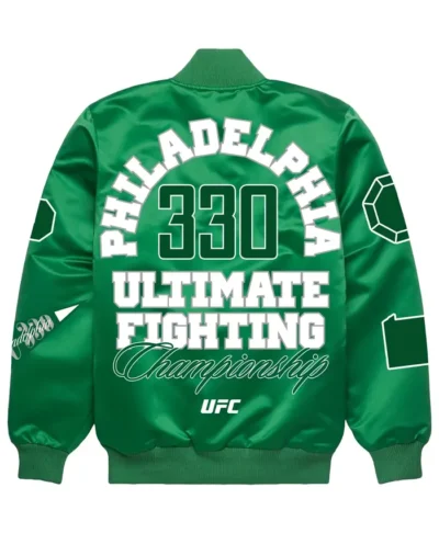 UFC 330 Full-Snap Green Satin Bomber Jacket