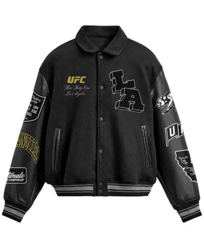 UFC 331 Full-Snap Black Varsity Jacket