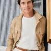 US Open 2026 Matt Bomer Tan Suede Jacket