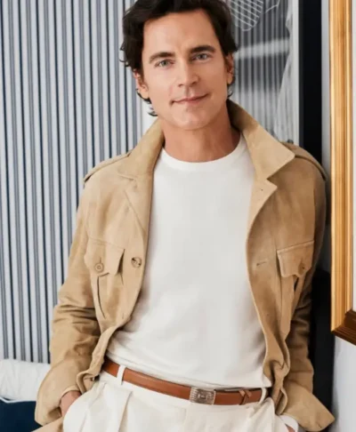 US Open 2026 Matt Bomer Tan Suede Jacket