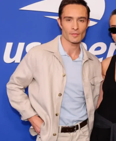 US Open Tennis 2026 Ed Westwick Beige Jacket