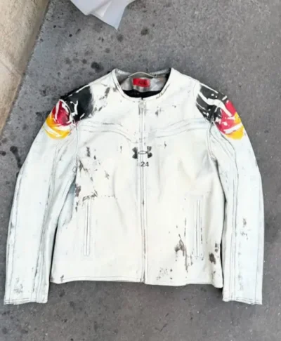 Under Armour x 424 White Leather Jacket