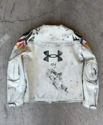 Under Armour x 424 White Leather Jacket