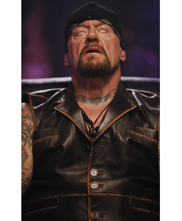 Undertaker Looking for Cena Brown Leather Vest