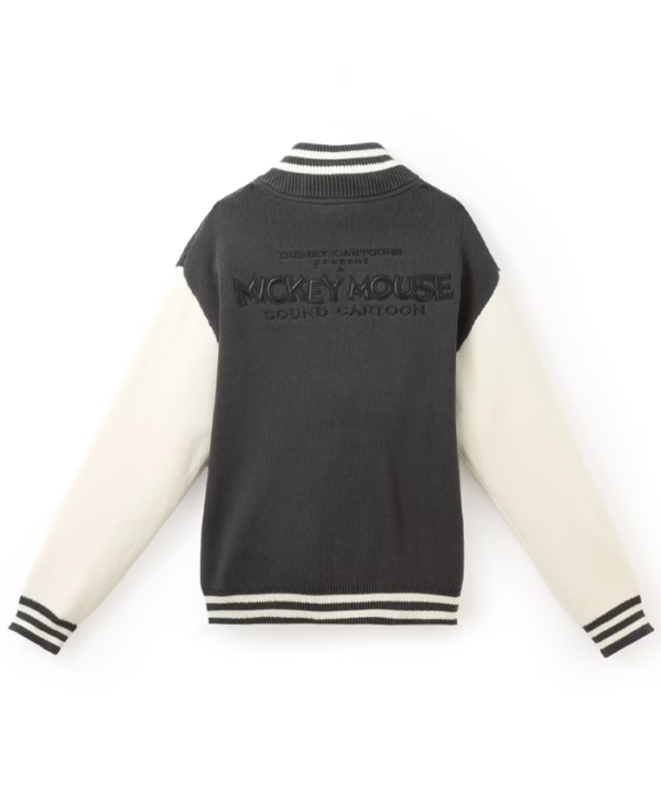 Unisex Mickey Mouse Black Satin Varsity Coat