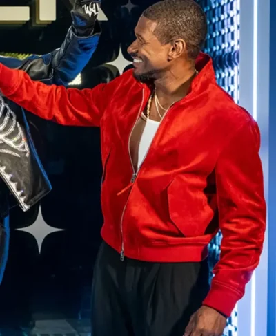 Usher Madame Tussauds Red Suede Leather Jacket