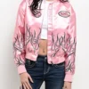 Von Dutch Pink Satin Bomber Jacket