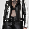 Women Beetlejuice Gothic Asymmetrical Leather Jacket