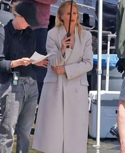 Women Gillian Anderson Long Off-White Trench Coat