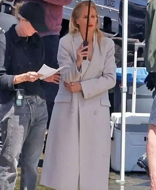 Women Gillian Anderson Long Off-White Trench Coat